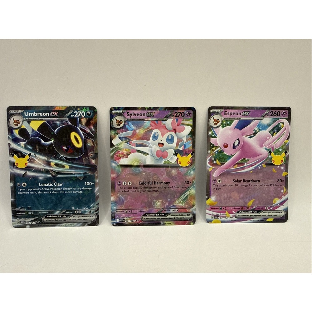 Sylveon EX, Espeon EX, Umbreon EX Pokemon 30th Anniversary - Pokemon Cards NM